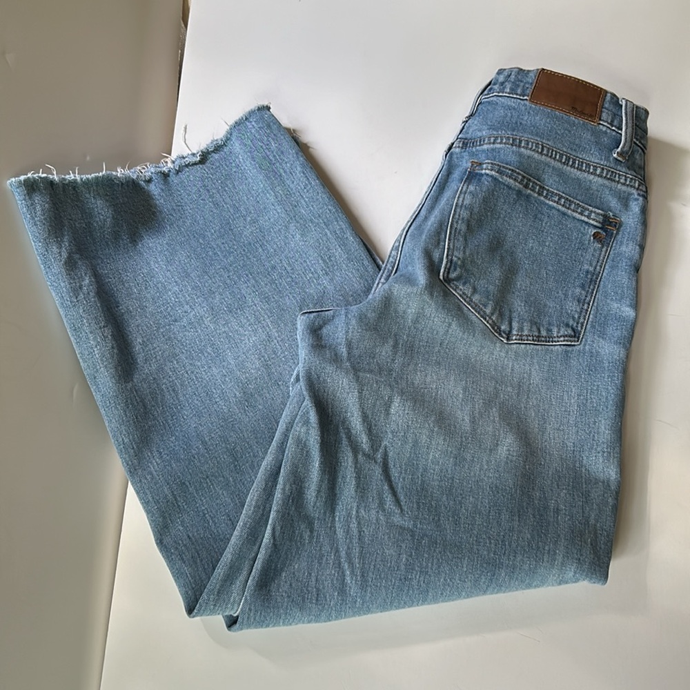 Madewell | 25 Wide Leg Crop Raw Hem Button Fly Front High Rise Jeans H5839 - Picture 12 of 14